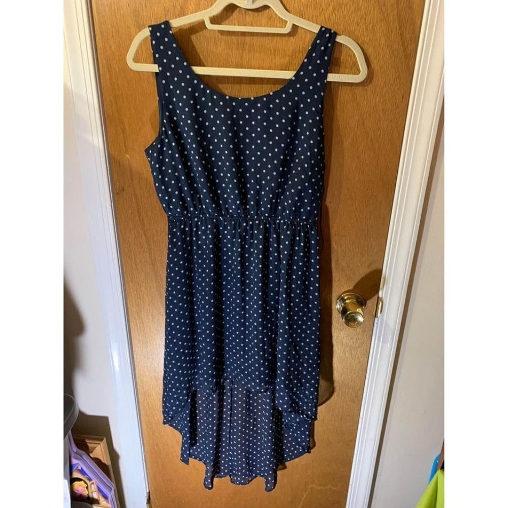 Forever 21 Blue Polka Dot High Low Dress Size Medium G2